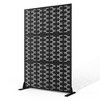 TOAOTBNBO Metal Privacy Screen with Stand, Decorative Privacy Fence Panels with Brick Pattern, Outdoor Privacy Screen for Garden, Black - 2 of 4