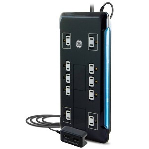 GE Ultra Pro 10 Outlet 2 USB 4' Cord Sur Protector - 1 of 4