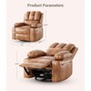 27'' Oversized Leather Recliner Chair - Overstuffed Manual Single Sofa for Adults, Cup Holder & Side Pockets, for Living Rooms, Max Weight 400 Lbs - 3 of 4