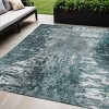 Teal Blue Gray And Charcoal Abstract Washable Indoor Outdoor Area Rug - 2 of 4