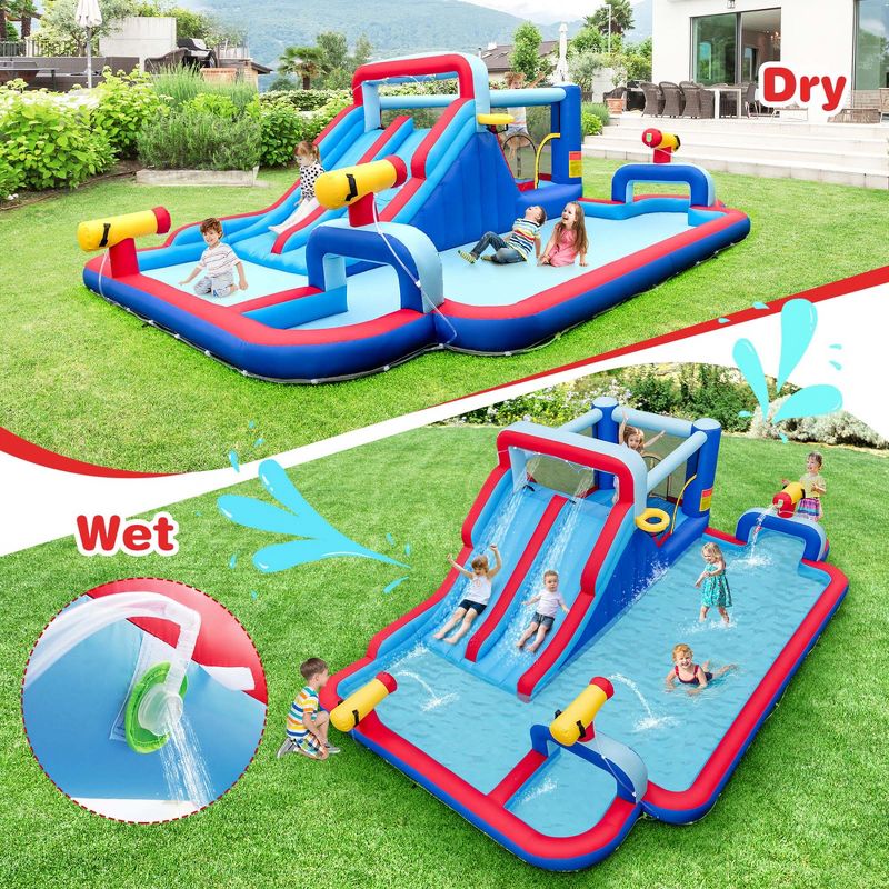 Costway Inflatable Water Slide Park Kids Bounce House Splash Pool without Blower, 3 of 10