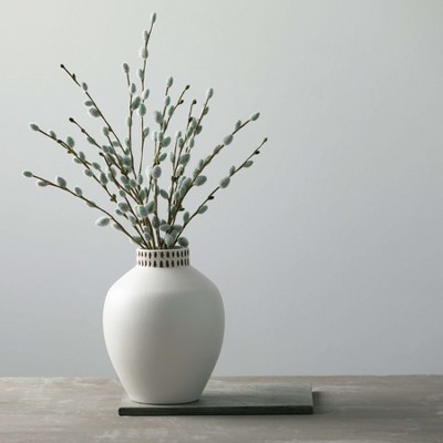 Ivory Ceramic Textured Ginger Jar Vase