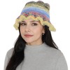 Anna-Kaci Colorful Striped Knit Bucket Hat Fluffy Trendy Winter Lightweight Foldable Crochet Fisherman Hat for Women - 4 of 4