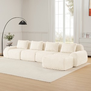 146'' Flannelette L-Shaped Modular Sectional Sofa with Movable Ottoman, Boneless Design, and Deep Seat - 1 of 4