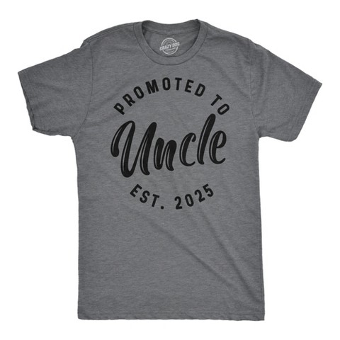Мужские футболки Crazy Dog T-Shirts, Inc. Mens Funny T Shirts Promoted to Uncle 2025 Sarcastic Family New Baby Graphic Tee for Men - Crazy Dog Men's T Shirt Gift for Dad Dark Grey XL