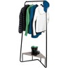 J&V TEXTILES Corner Garment Rack, White with Wood Grain Laminate Top - 4 of 4