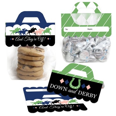 Big Dot of Happiness Kentucky Horse Derby - DIY Horse Race Party Clear Goodie Favor Bag Labels - Candy Bags with Toppers - Set of 24