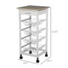 Mobile Kitchen Cart, Rolling Kitchen Island with Storage, Solid Wood Frame Utility Cart with Wire Fruit Baskets and Drawer - 3 of 4