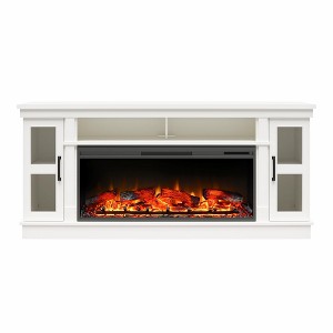 Ameriwood Home Elmcroft Wide Electric Fireplace TV Console for TVs up to 75", White - 1 of 4