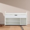 Vynxaria WHITE 39"Shoe Storage Bench, Entryway Bench with Lift Top Storage Box, Metal and Board Bench for Entryway - 4 of 4