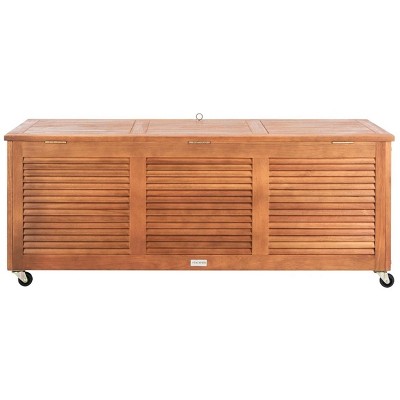 Elina 47.2 Inch Natural Wood Outdoor Deck Box with Wheels