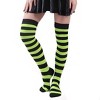 Striped Patterned Over the Knee High Socks from the Sock Panda (Women's Sizes Adult Medium) - Lime Green and Black - 2 of 3