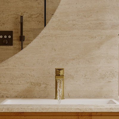 Brushed Gold Stainless Steel Single Handle Bathroom Faucet