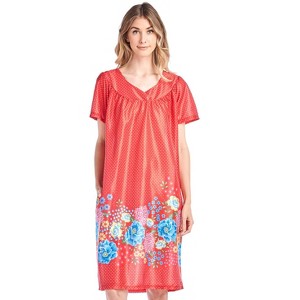 Casual Nights Women's Short Sleeve Muumuu Lounger Dress - 1 of 4