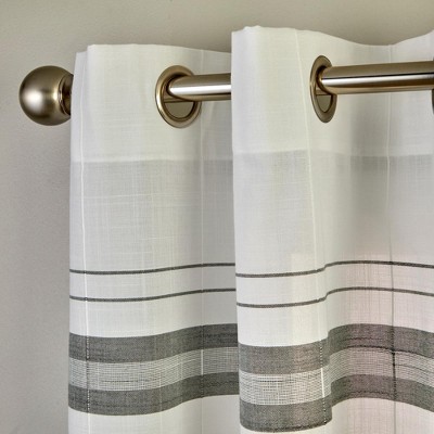 Modern White and Gray Stripe Polyester Window Panels, 104" x 84"