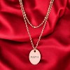 Slickblue Double Chain FAITH/LOVE Pendant Necklace, 16" Stainless Steel with Cable and Saturn Chain, 3 Color Option - 2 of 2