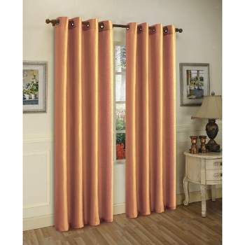 J&V TEXTILES 2 Panels Solid Grommet Faux Silk Window Curtain Drapes Treatment 58" Wide and 84" Length (Black)