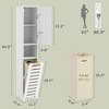 VECELO Tall Bathroom Cabinet With Mirror & Door, Tilt Out Laundry Hamper Cabinet with Removable Laundry Basket, White - 3 of 4