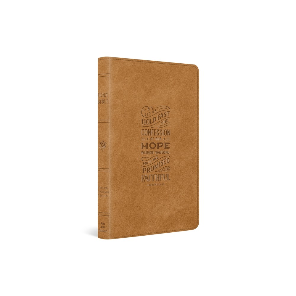 ESV Thinline Bible, Red Letter (Trutone, Nubuck Caramel, Hebrews 10:23 Design) - by Esv Bibles (Leather Bound)