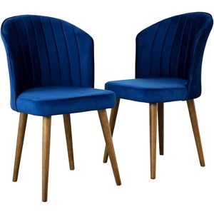 SEVOBAL Velvet Dining Chairs Set of 2 Modern Dining Chair Solid Wood Tapered Legs No Assembly Required Kitchen Living Room, Blue, 20.5"*34.3"*22.4" - 1 of 4