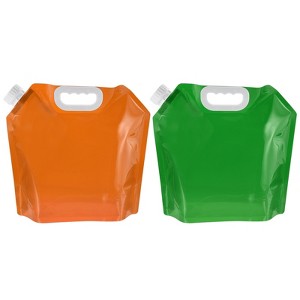 Unique Bargains Plastic Camping Hiking Collapsible Water Container Reservoirs 5L/1.3 Gallon 2 Pcs - 1 of 4