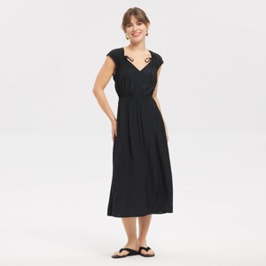 cap sleeve dress black Staud Short Sleeve Wells Dress Black main image 1