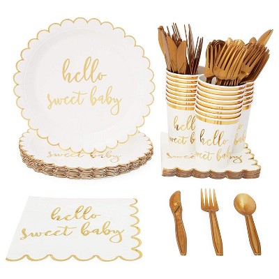 Serves 24 Hello Sweet Baby Shower Party Supplies Decorations for Kids Boys Girls