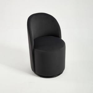 Lirago 21" Wide Dark Gray Velvet Barrel Chair 360° Swivel Upholstered Seat - 1 of 4