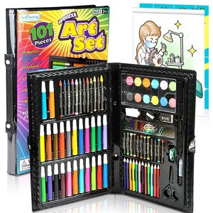 ArtCreativity 101 Piece Deluxe Art Set For Kids - Watercolor, Crayons, Colored Markers, Color Pencils and More & Bonus Coloring Book - 1 of 4