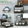 Sevobal Utility Storage Shelves, Multifunctional Dish Drying Rack with Drainboard, Utensil Holder for Kitchen Counter, Black, 16.6"*11.9"*13.3" - 3 of 4