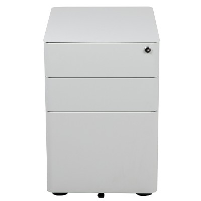 White Mobile 3-Drawer Lockable Filing Cabinet with Casters