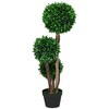NicBex Artificial Tree Faux Plants 35.5" Artificial 3 Ball Boxwood Topiary Tree with Wood Trunk, Room Decor for Home, Porch - 2 of 4