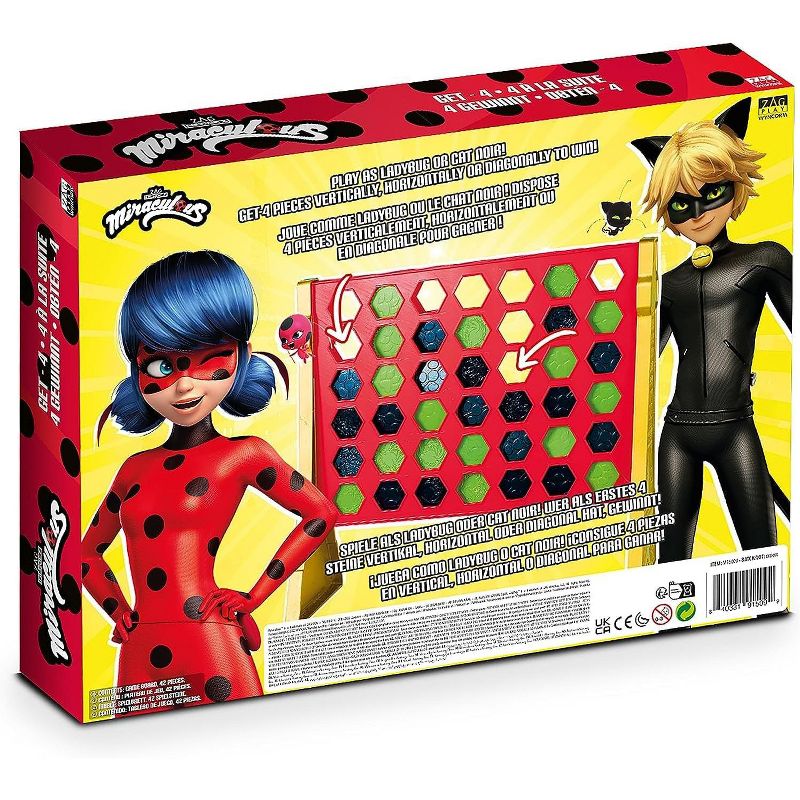 Miraculous Ladybug GET 4, Paris Grid with Connect Ladybug and Cat Noir Tokens, 4 in a Row Game, Strategy Board Games for Kids, 2 Players, Ages 6 & Up, 3 of 8