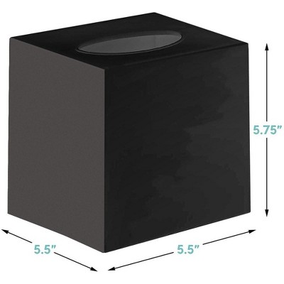 Black Plastic Square Tissue Box Cover with Large Opening