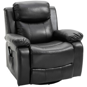 HOMCOM Massage Recliner Sofa Swivel Rocking Chair with Footrest, Black - 1 of 4