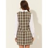 Allegra K Women's Contrast Peter Pan Collar Long Sleeve Above Knee Shift Plaid Dress - 3 of 4