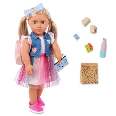 Our Generation Evie 18 School Doll In Rainbow Skirt With Backpack Accessories Set Target