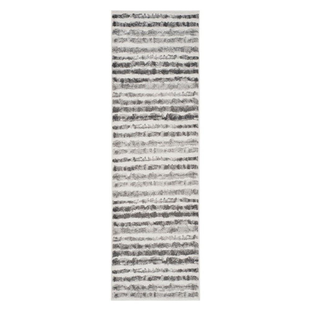 2'6inX6' Stripe Runner Ivory/Charcoal - Safavieh