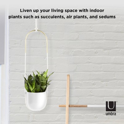 White Ceramic Bowl-Shaped Hanging Planter