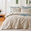 Joyfy Tufted King Size Comforter Set, 3 Pieces Beige Boho King Bedding Set with 1 Plaid Geometric Comforter and 2 Pillow Shams, Checkered Bed in a Bag - 2 of 4