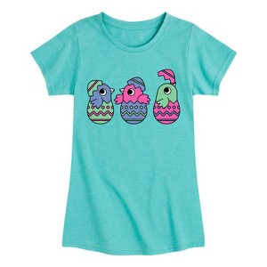 Girls' - Instant Message - Chicks In Eggs Fitted Short Sleeve Graphic T-Shirt - 1 of 4