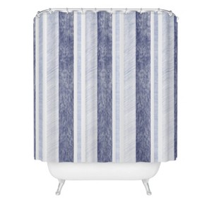 Deny Designs Pimlada Phuapradit Blue and White Painted Striped Shower Curtain - 1 of 3