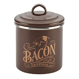 Ayesha Curry Enamel on Steel Bacon Grease Can / Bacon Grease Container - 4 Inch, Brown - 1 of 4