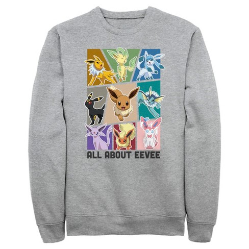 Hybrid Apparel - Pokémon - Eevee Evolution Stickers - Youth Long Sleeve  Graphic T-Shirt - Size Small Athletic Heather