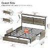 WOWLIVE Queen/Full/King Size Bed Frame with 4 Drawers, Modern bed with LED Light and Charging Station, Storage Headboard, HB00 - 3 of 4