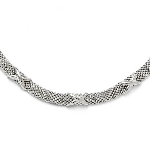 Black Bow Jewelry 8mm X Design Mesh Necklace in Sterling Silver, 18 Inch - 1 of 4