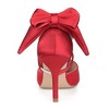 Allegra K Women's Satin Upper Pointed Toe Bow Decor Stiletto Heels Pumps - 3 of 4