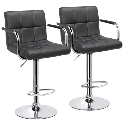 Yaheetech 2pcs Swivel Adjustable Bar Stools with Large Steel Pedestal Base for Bar Counter
