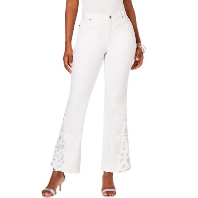 Roaman's Women's Plus Size Embroidered Bootcut Jean : Target