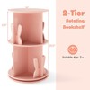 Costway Kids Rotating Bookshelf 2 Tier Freestanding 360° Revolving Display Storage Rack White/Pink - 3 of 4